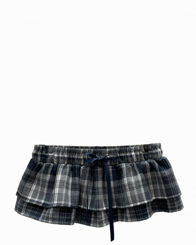 Navy Plaid Mini Skirt