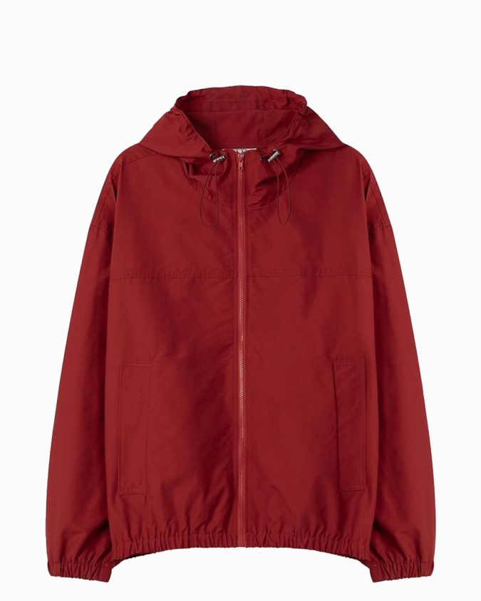 Red Hooded Windbreaker