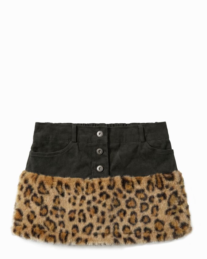 Leopard Fur Mini Skirt