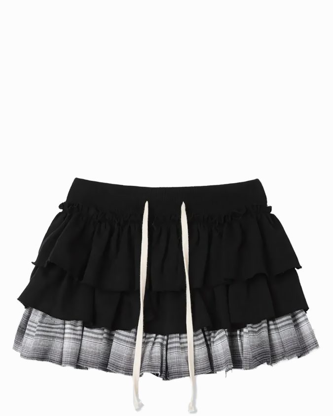 Nara Plaid Layered Skirt