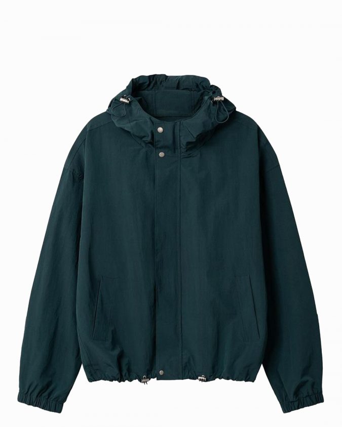 Teal Hooded Windbreaker